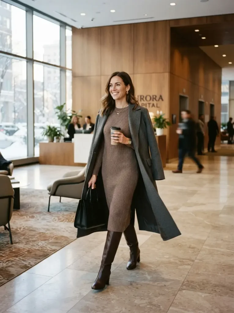 3. Sweater Dress With Knee-High Boots