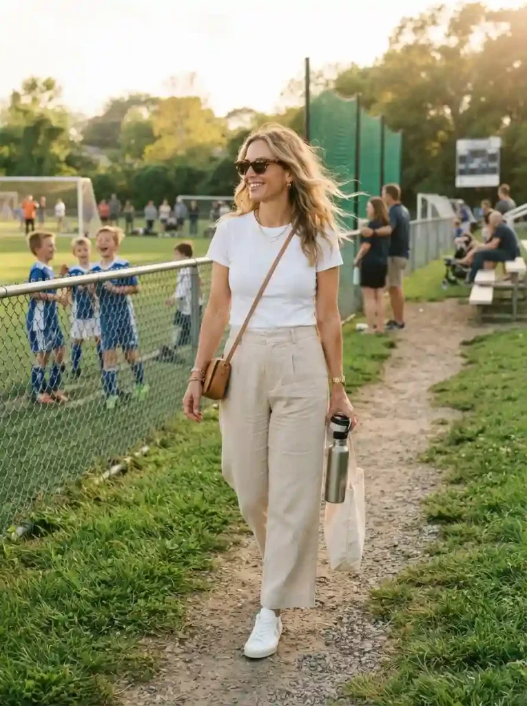 3. Wide-Leg Pants With a Fitted Tee