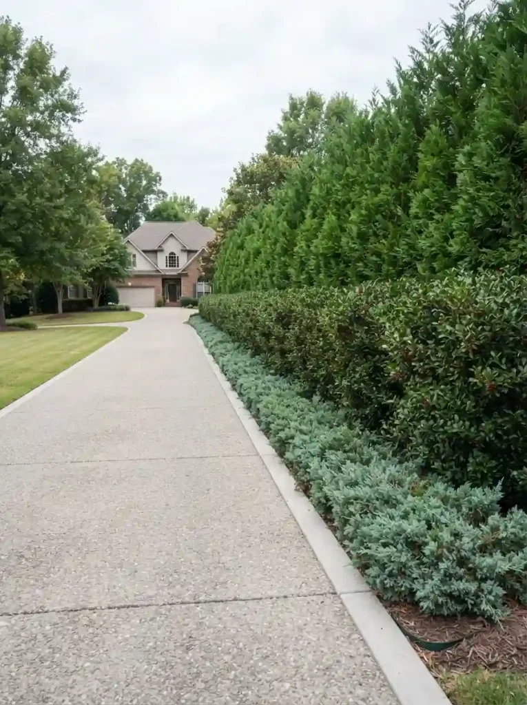 4. Build a layered evergreen screen along the property line