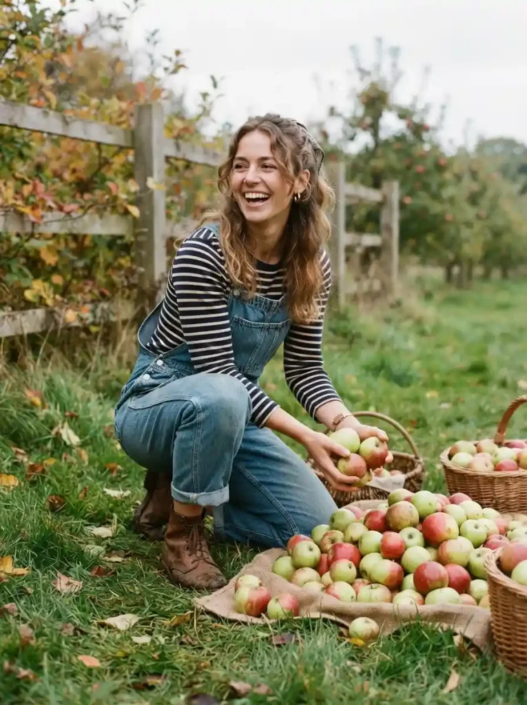 4. Denim Overalls with a Striped Long-Sleeve Tee