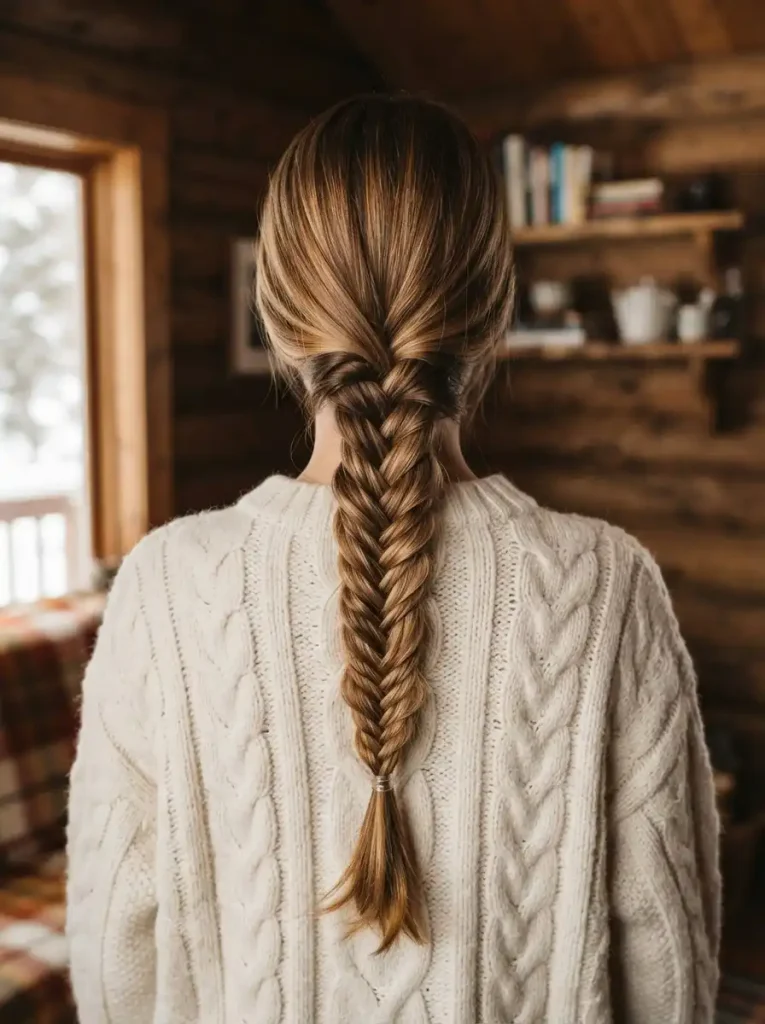 4. Fishtail Braid with Chunky Winter Knitwear