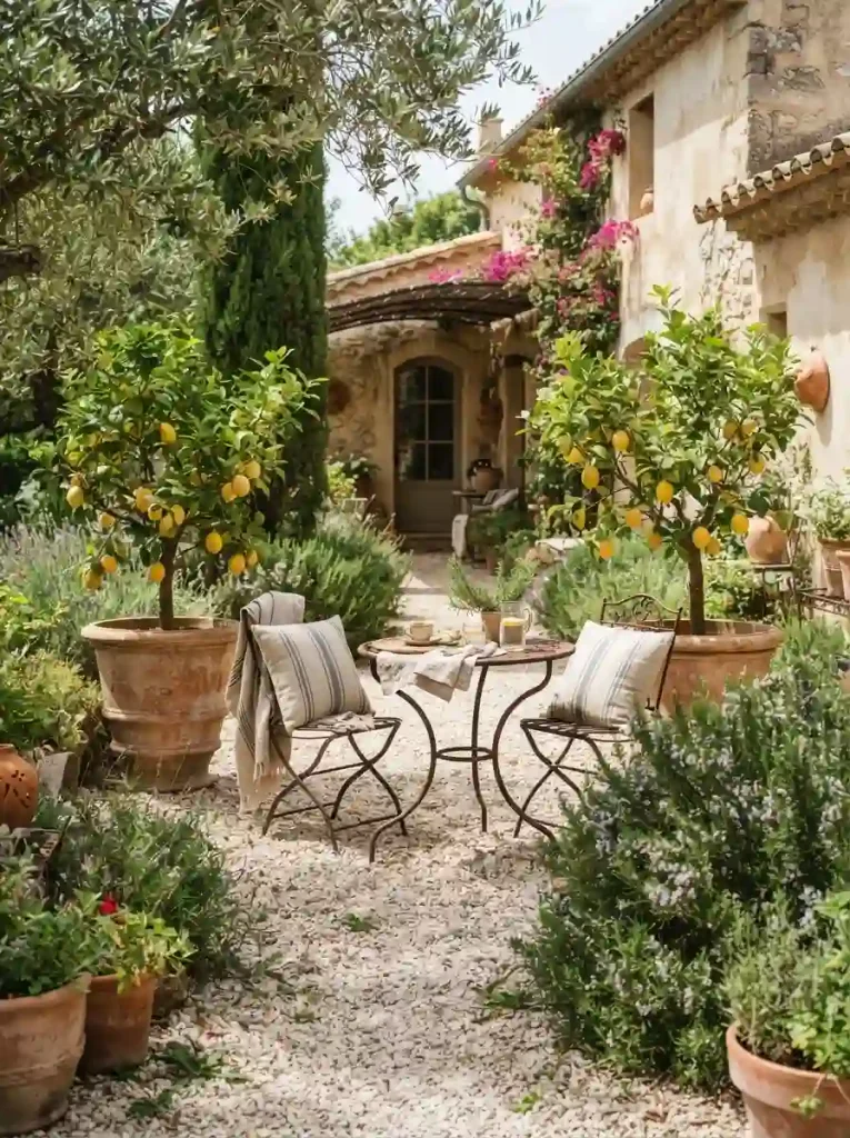 4. Gravel Courtyard with Citrus Trees