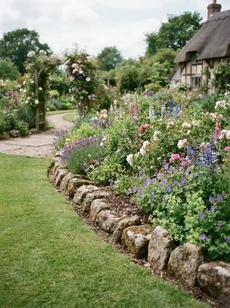 4. Half-Buried Stone Edging