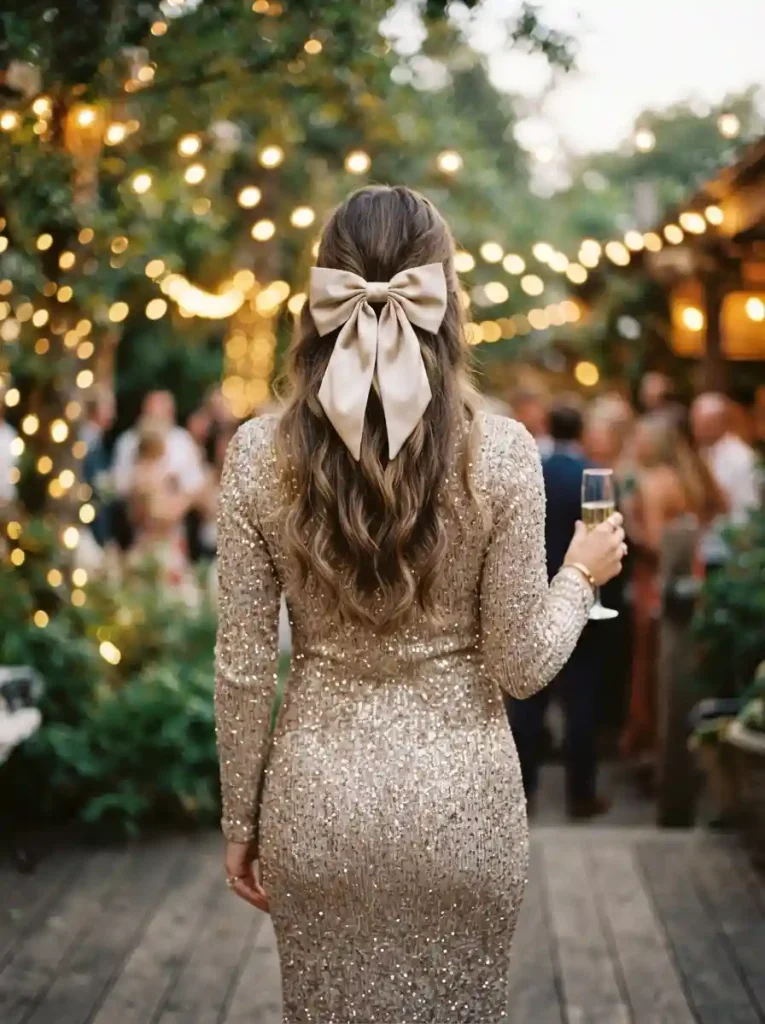 4. Half-Up Half-Down with a Statement Bow