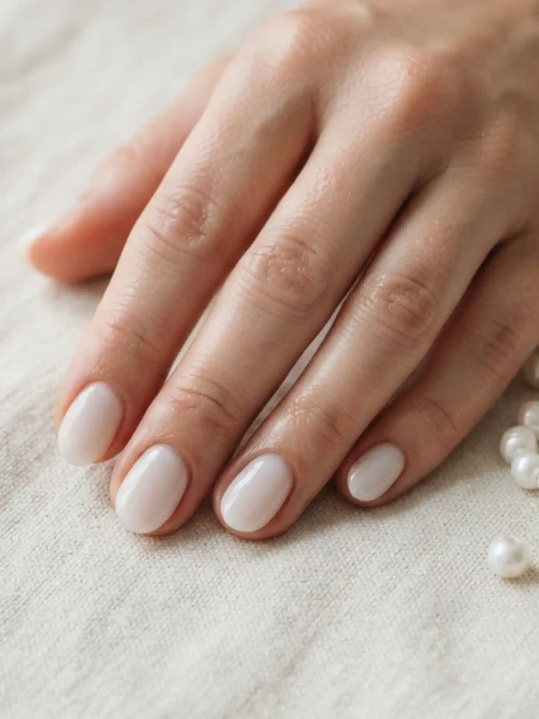 4. Milky White Birthday Nails