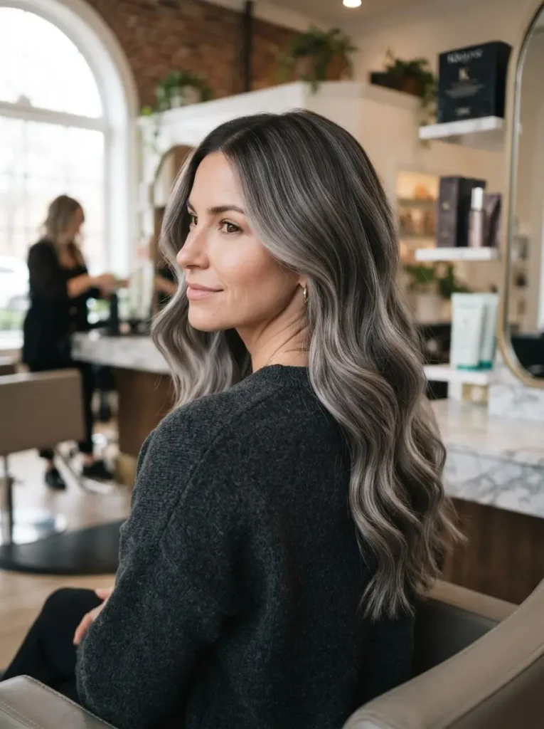 4. Smoky Silver Highlights for Brunettes