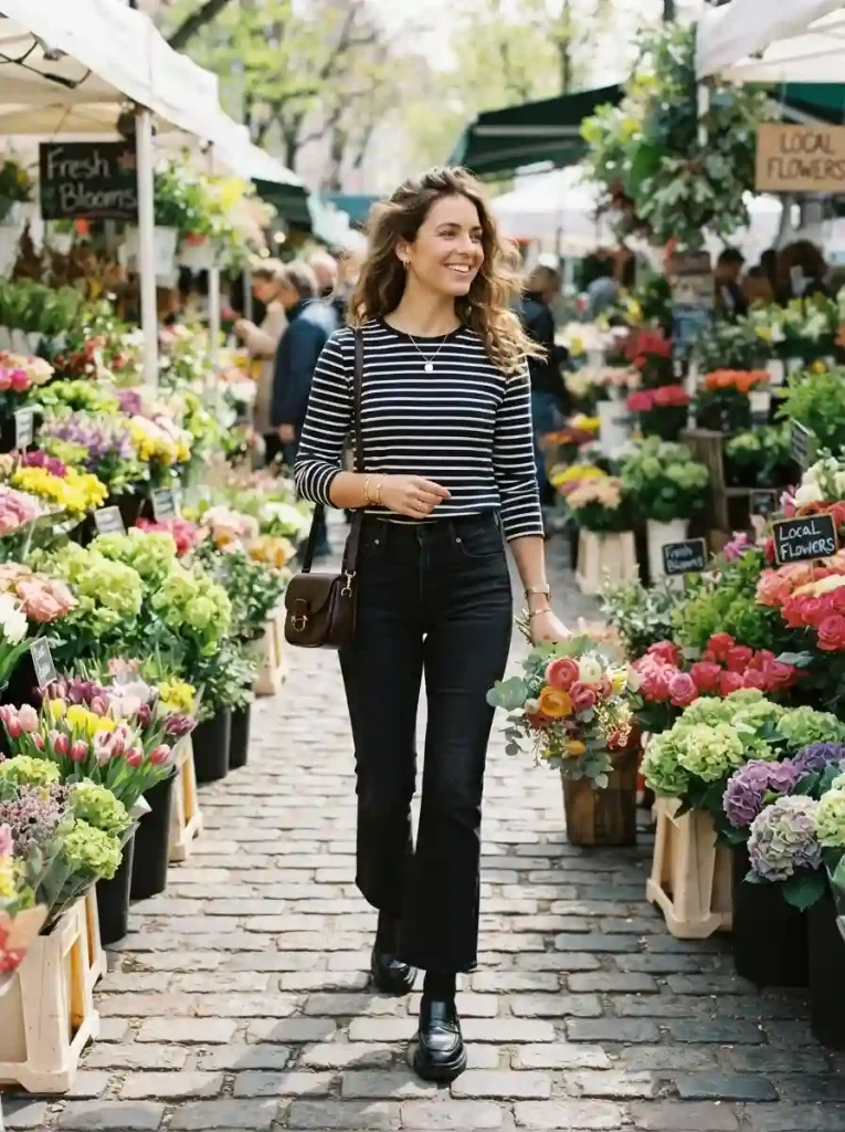 4. Striped Breton Top and Loafers