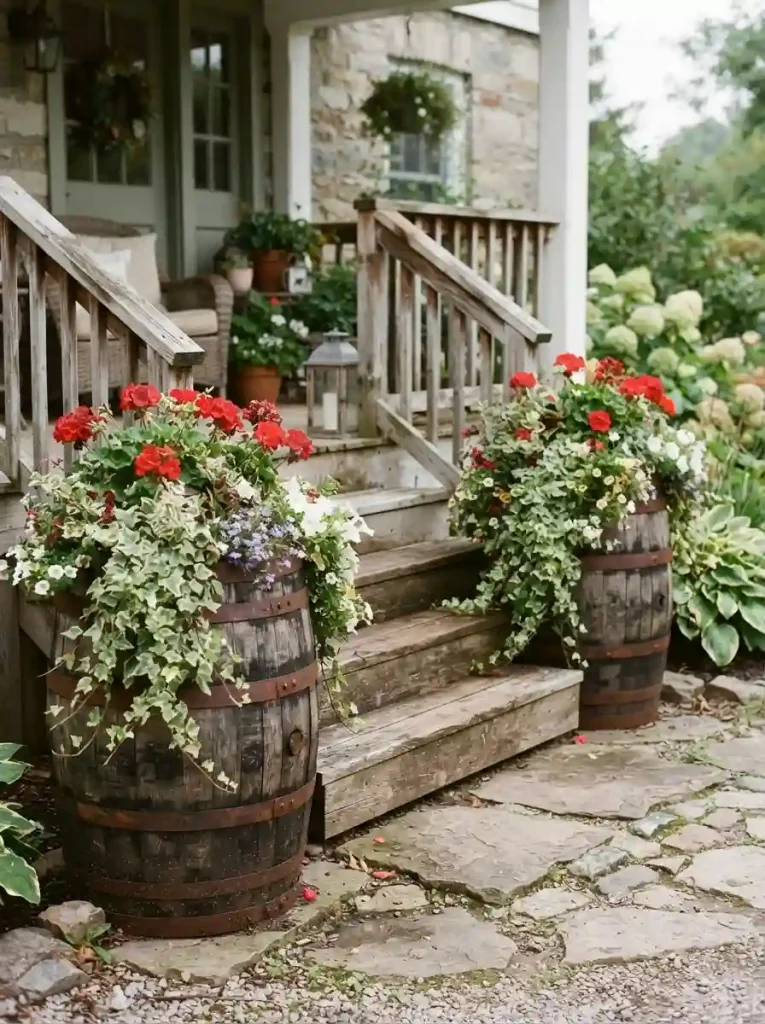 4. Whiskey Barrel Planters