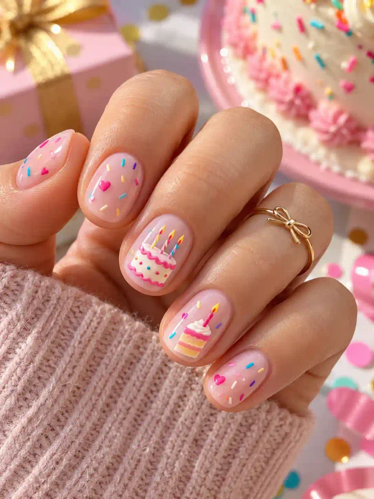 5. Birthday Cake Nail Art