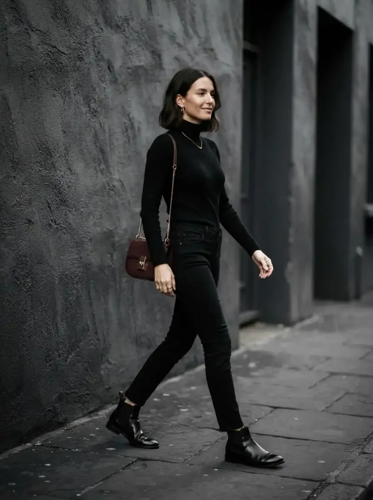5. Black Jeans with a Black Turtleneck