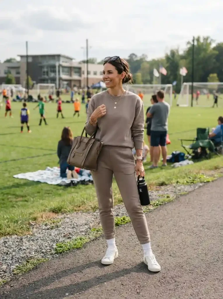 5. Coordinated Sweat Set With Sneakers