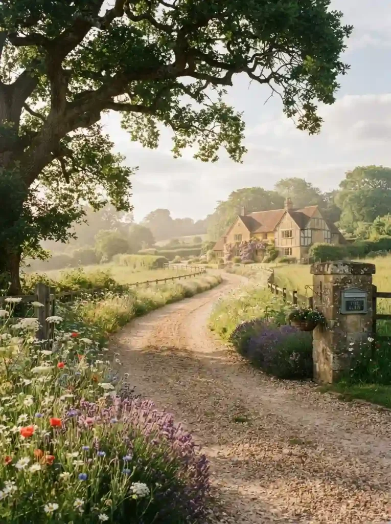 5. Gravel Driveway With Wildflower Edges