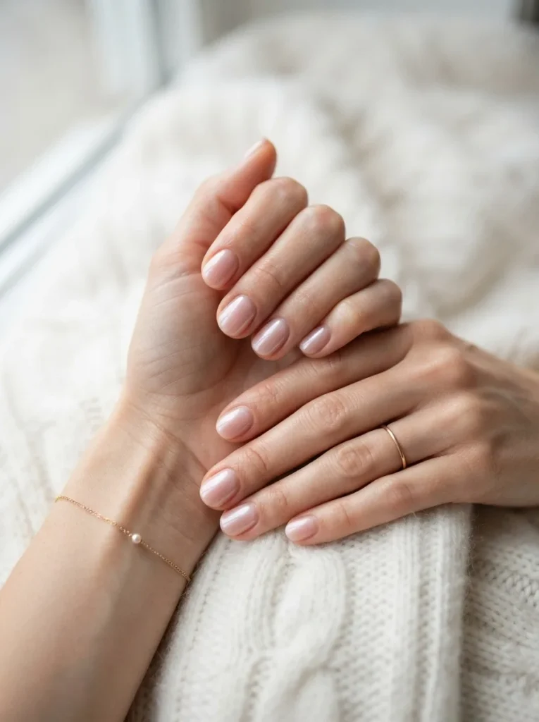 5. Soft Blush Nails with a Pearly Finish