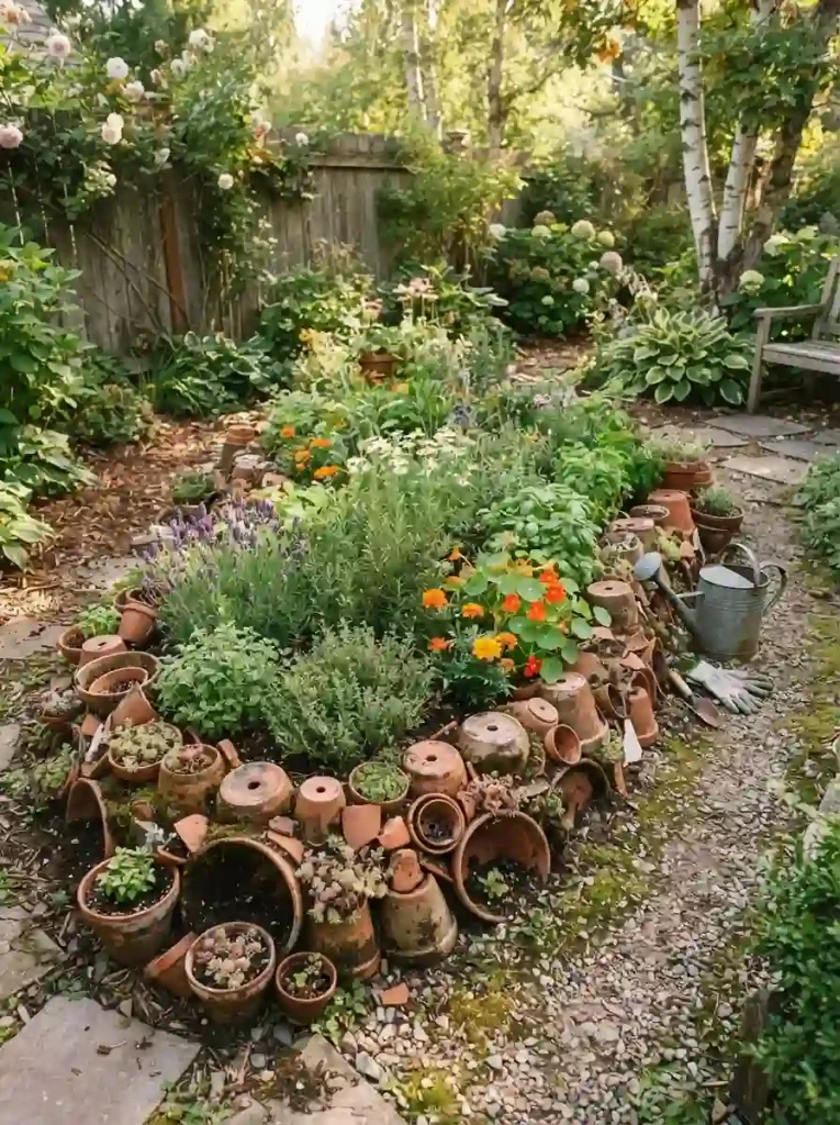 5. Upcycled Terracotta Pot Edging