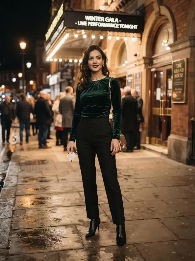 5. Velvet Top With Tailored Trousers