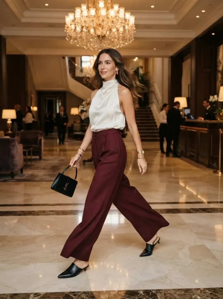 5. Wide-Leg Trousers With a Halter Top