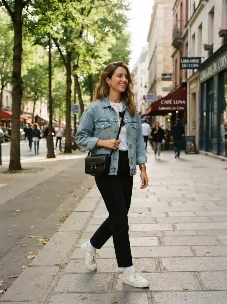 6. Black Jeans with a Denim Jacket