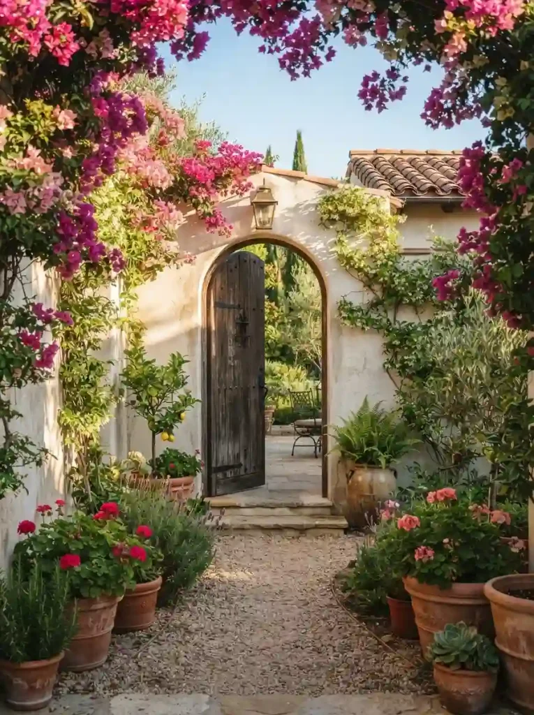 6. Bougainvillea-Framed Garden Entrance