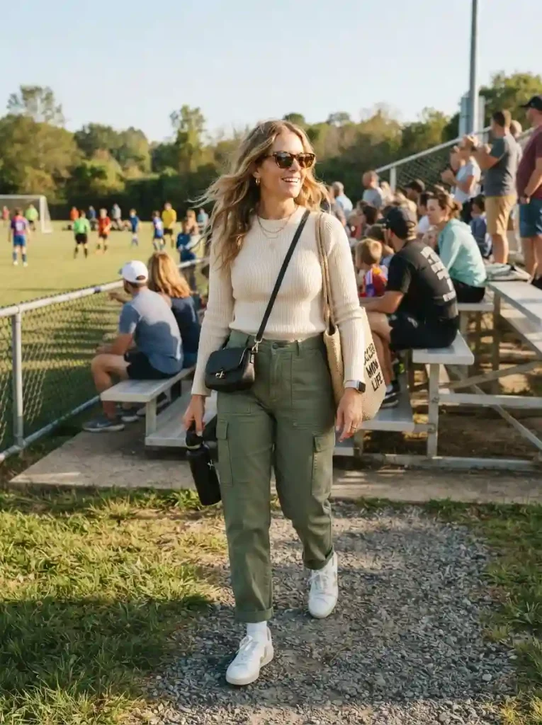6. Cargo Pants With a Fitted Sweater