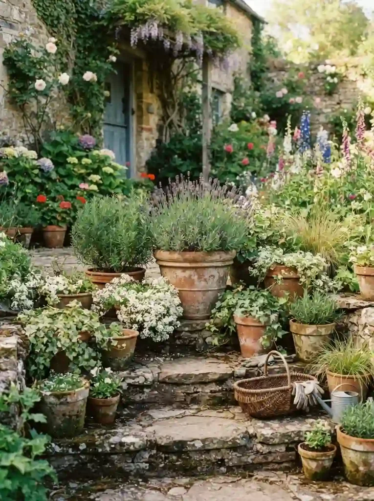 6. Group Terracotta Pots in a Relaxed Garden Display