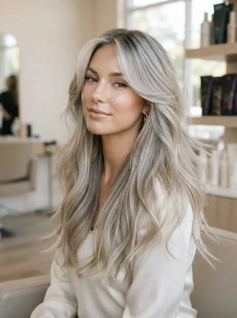 6. Icy Silver Highlights on Blonde Hair