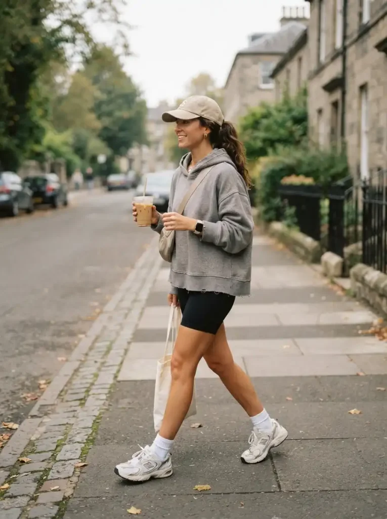 6. Oversized Hoodie with Bike Shorts