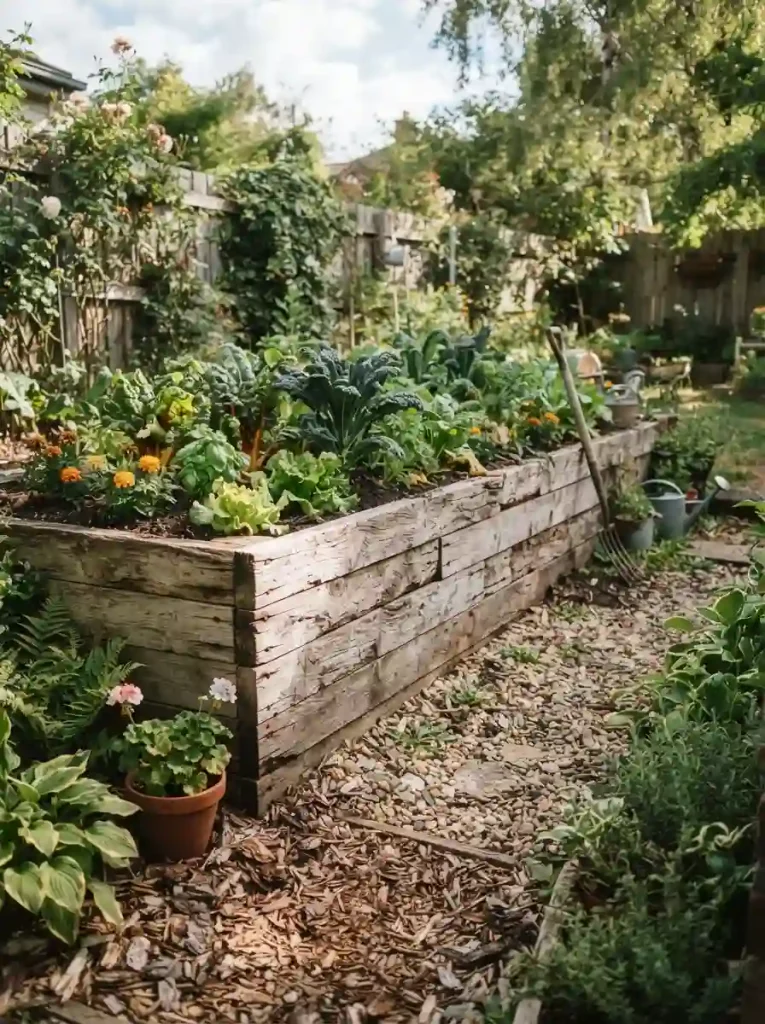 6. Pallet-Inspired Garden Retaining Wall
