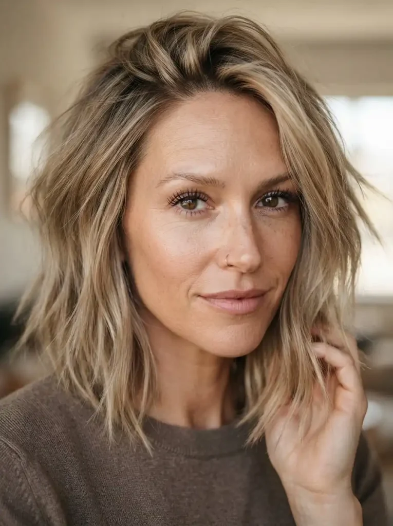 6. Textured Lob with Choppy Ends