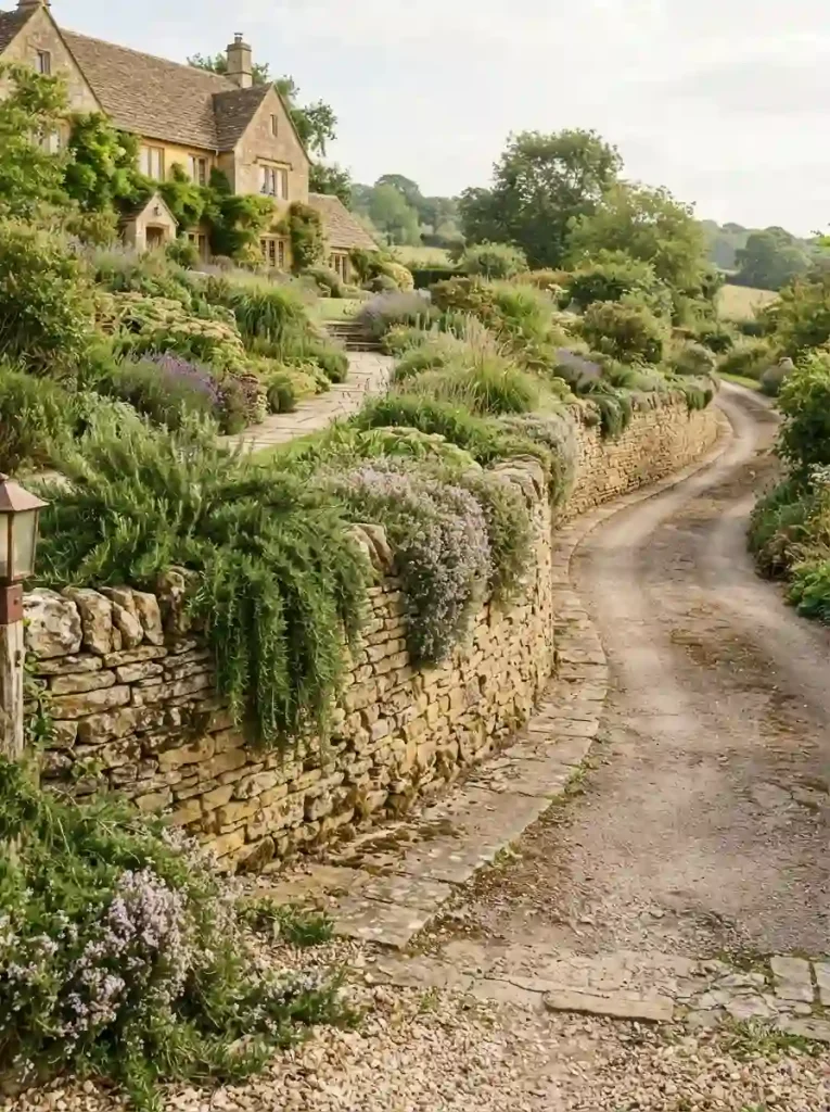 7. Add a dry-stacked stone retaining wall