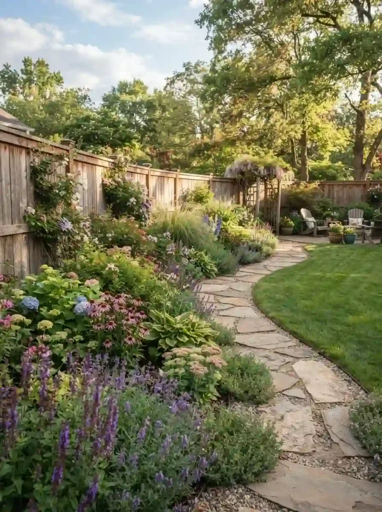 7. DIY Curved Wooden Fence for Flower Beds