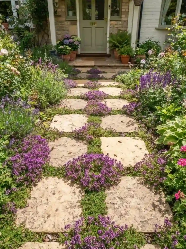 7. Large Pavers with Creeping Thyme Joints