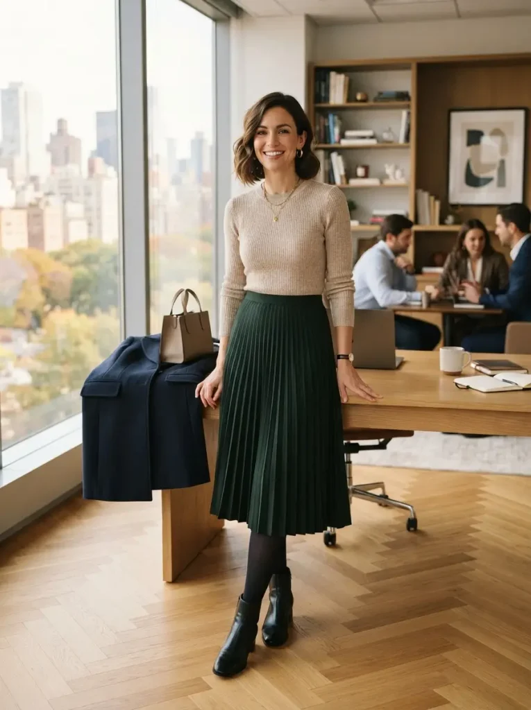 7. Midi Skirt With a Warm Knit