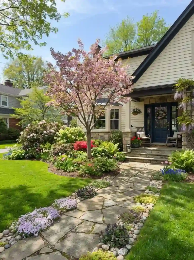 7. Plant a Small Flowering Tree Near the Entrance
