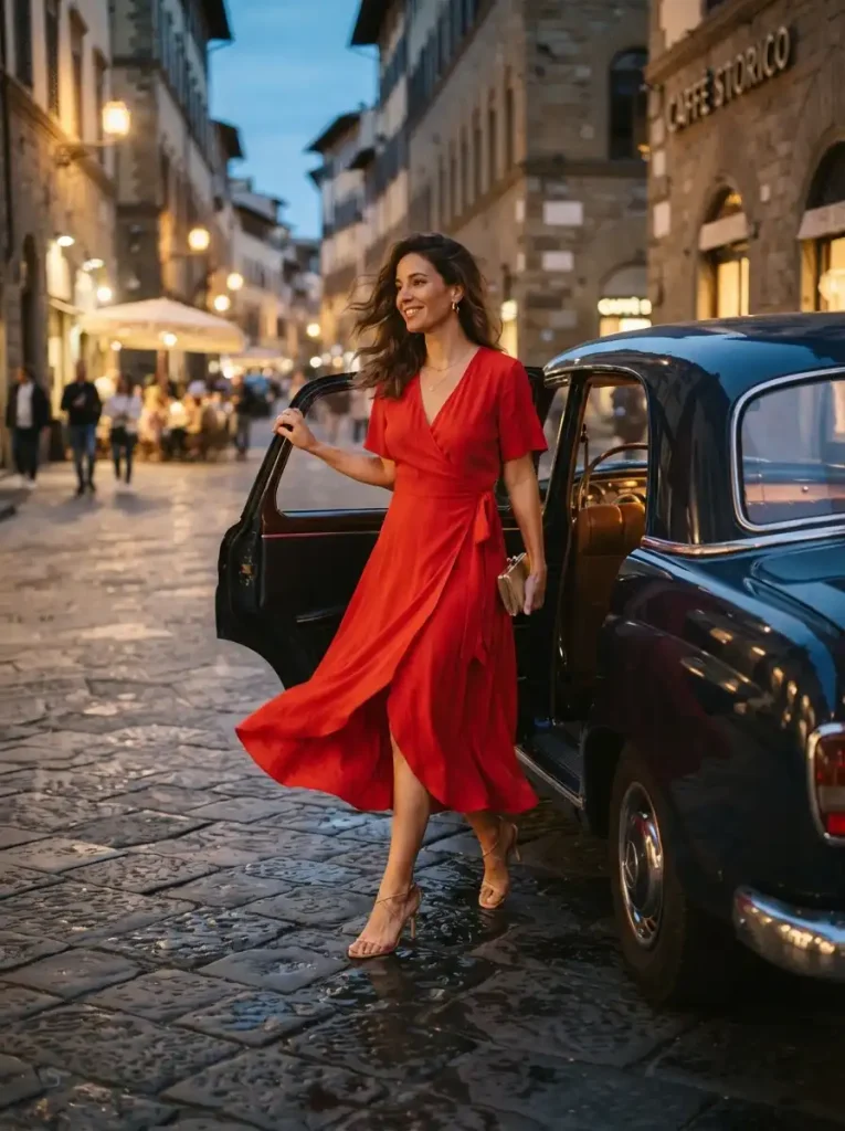 7. Red Midi Dress for Date Night