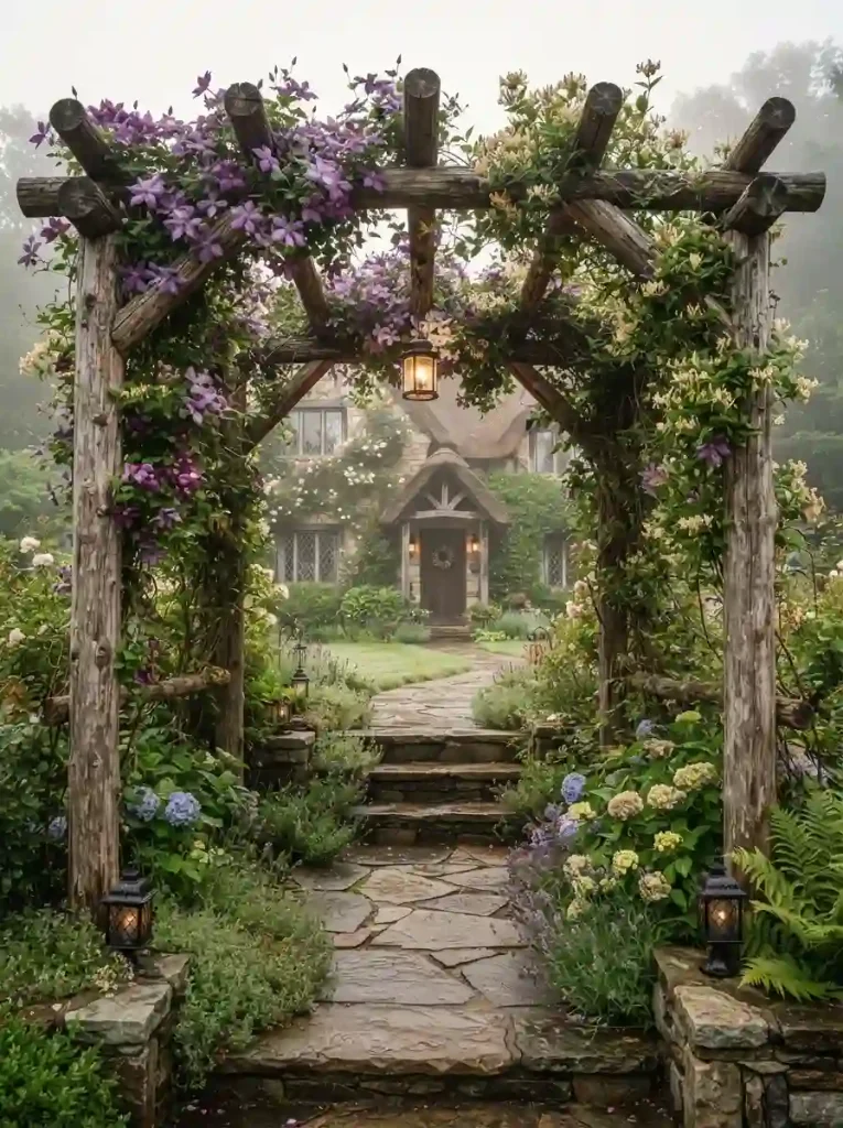 7. Rustic Log Arbor Entry