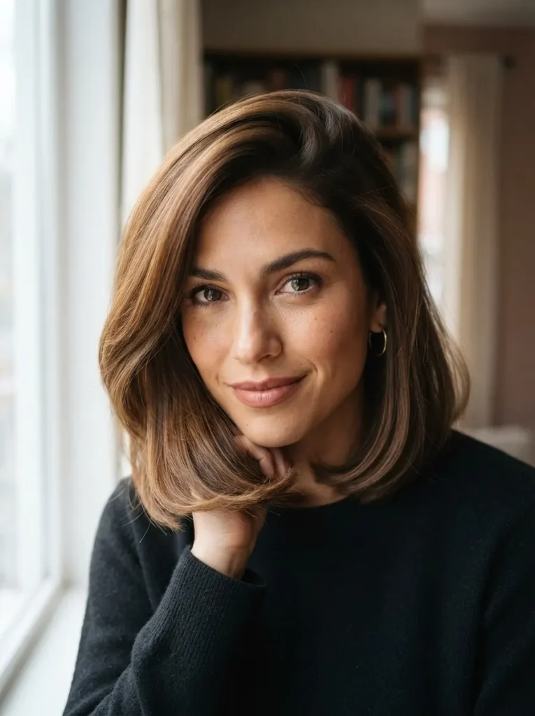 7. Side-Parted Lob Haircut