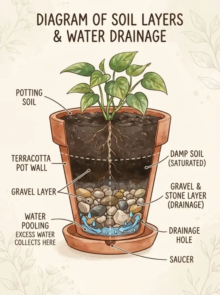 8. A Rock Layer at the Bottom of the Pot Doesn't Fix Drainage