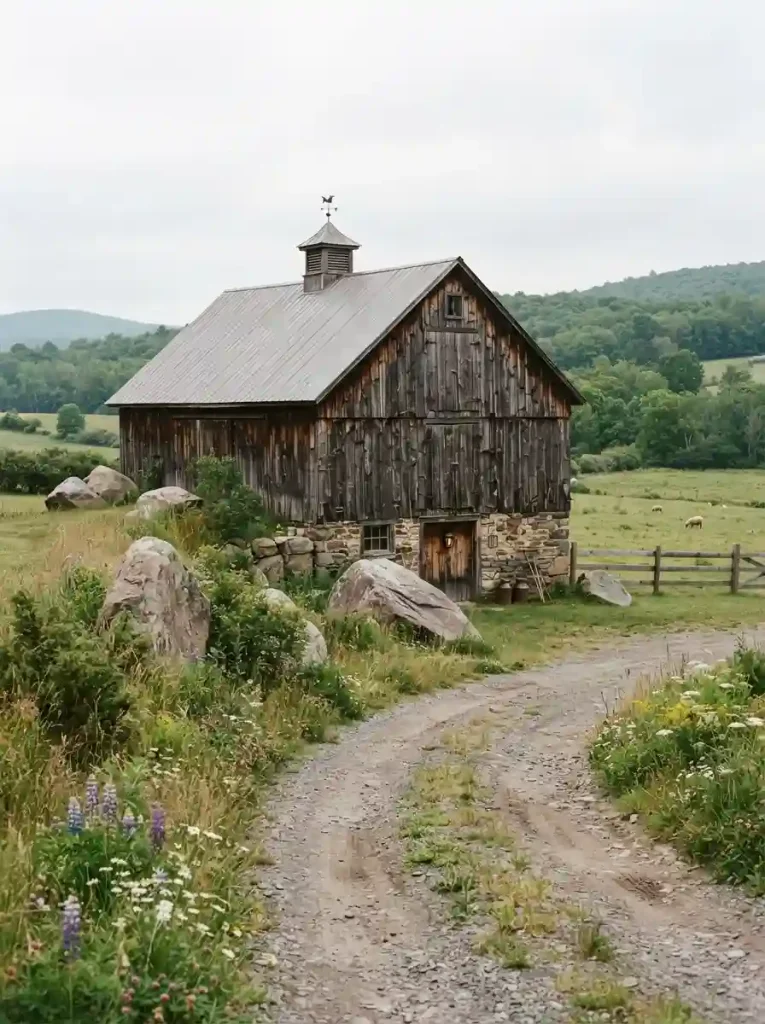 8. Add Large Natural Stones Around the Barn