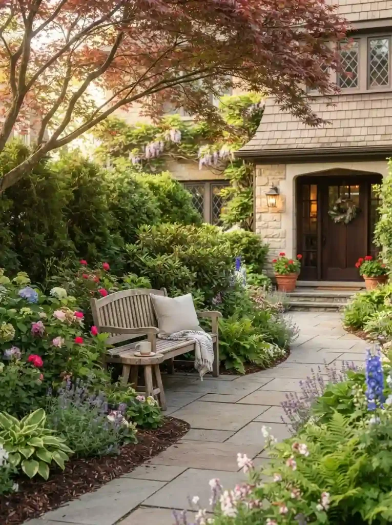 8. Add a Welcoming Bench Near the Front Walk