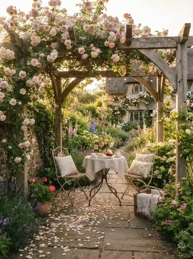 8. Climbing Roses Over a Pergola