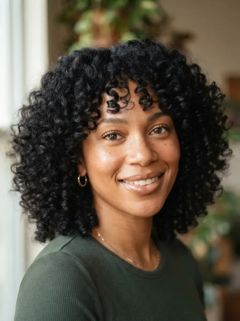 8. Curly Lob Haircut