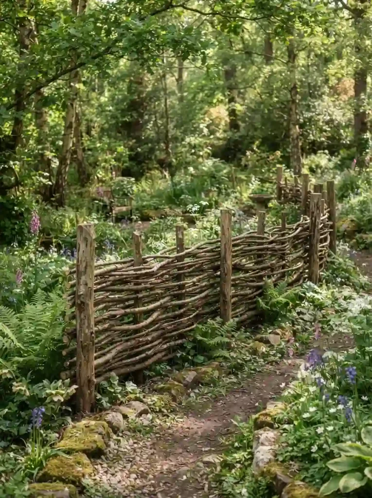 8. DIY Branch Fence With a Natural Woodland Style