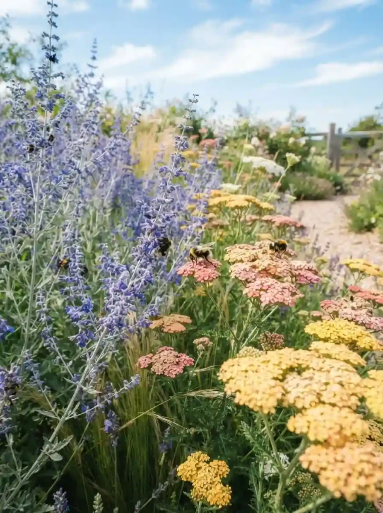 8. Mix Russian Sage and Yarrow for a Sunny Meadow Border