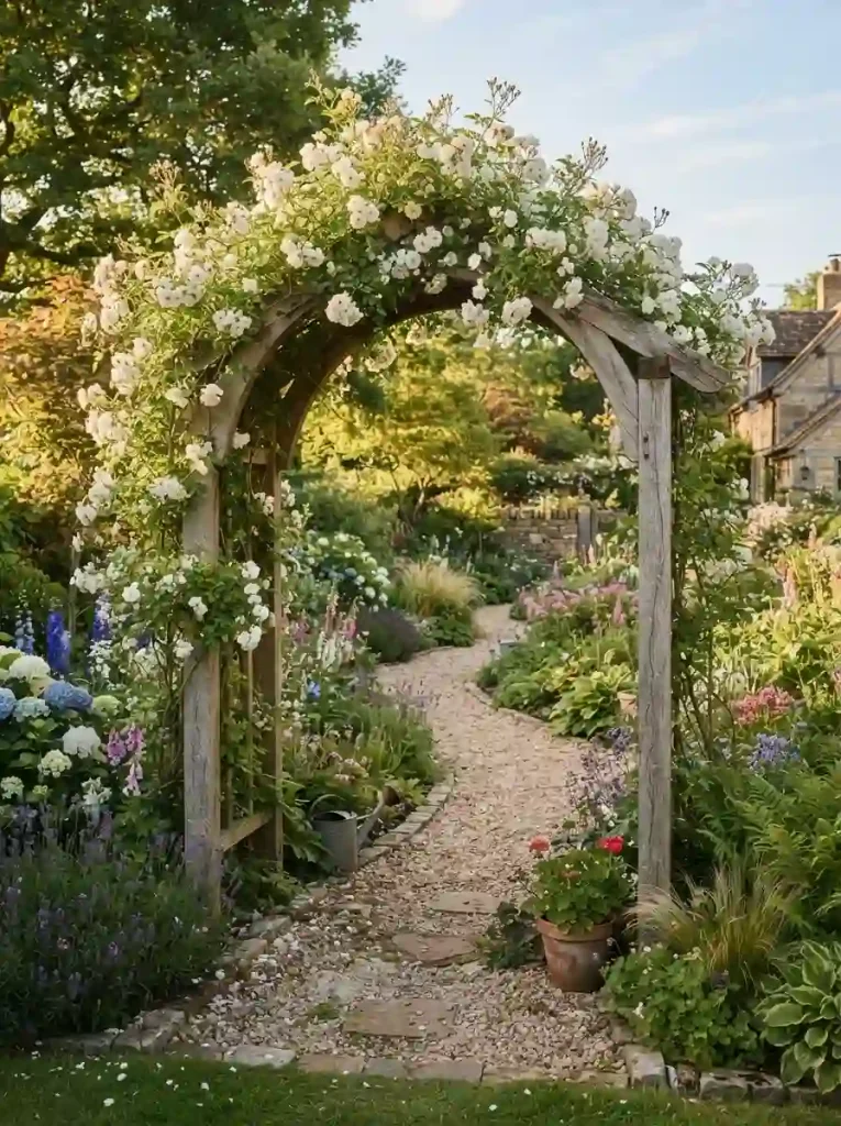 8. Welcome Guests With a Rustic Garden Arch