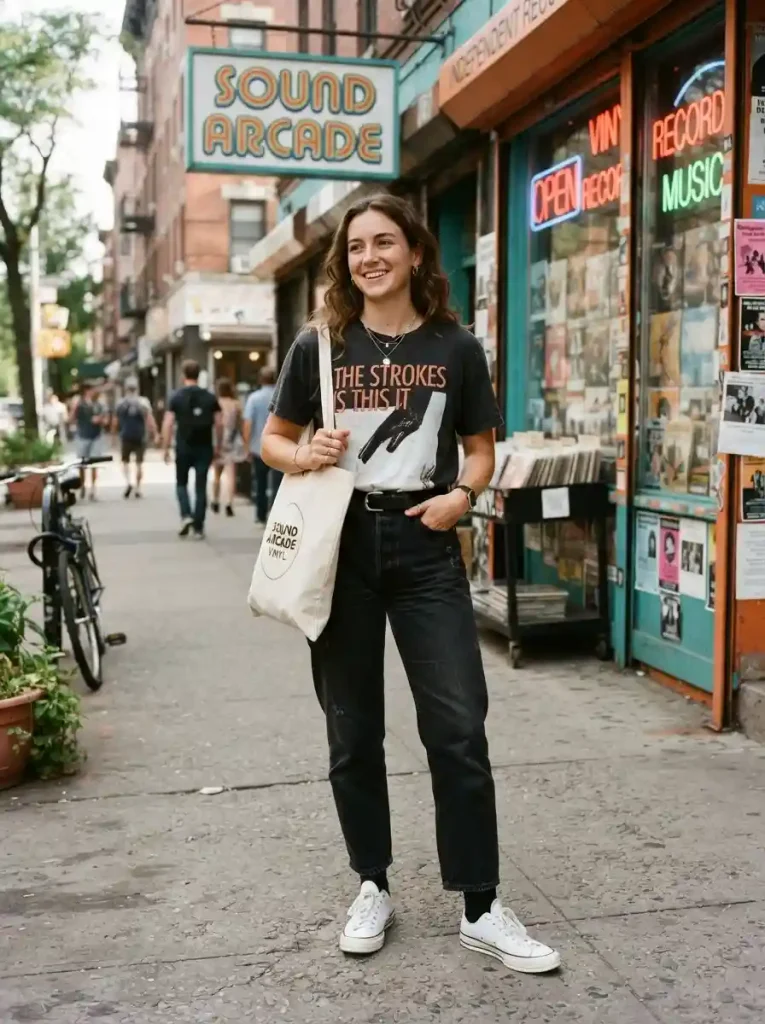 9. Black Jeans with a Graphic T-Shirt