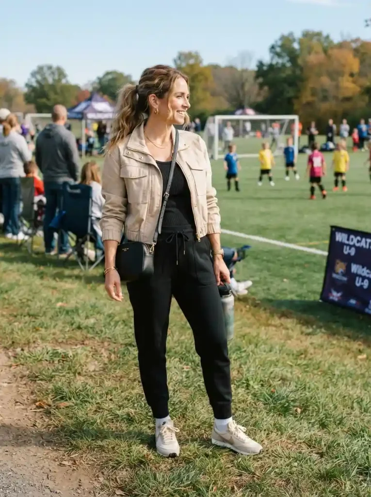 9. Black Joggers With a Cropped Jacket