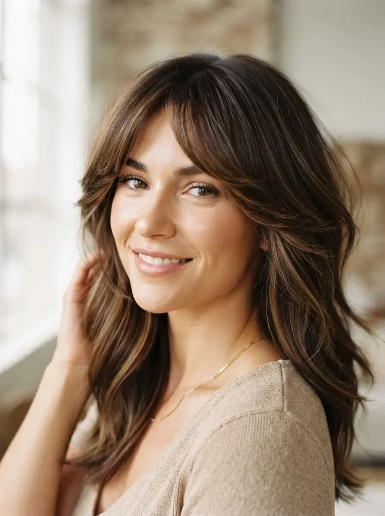 9. Butterfly Haircut with Side-Swept Bangs
