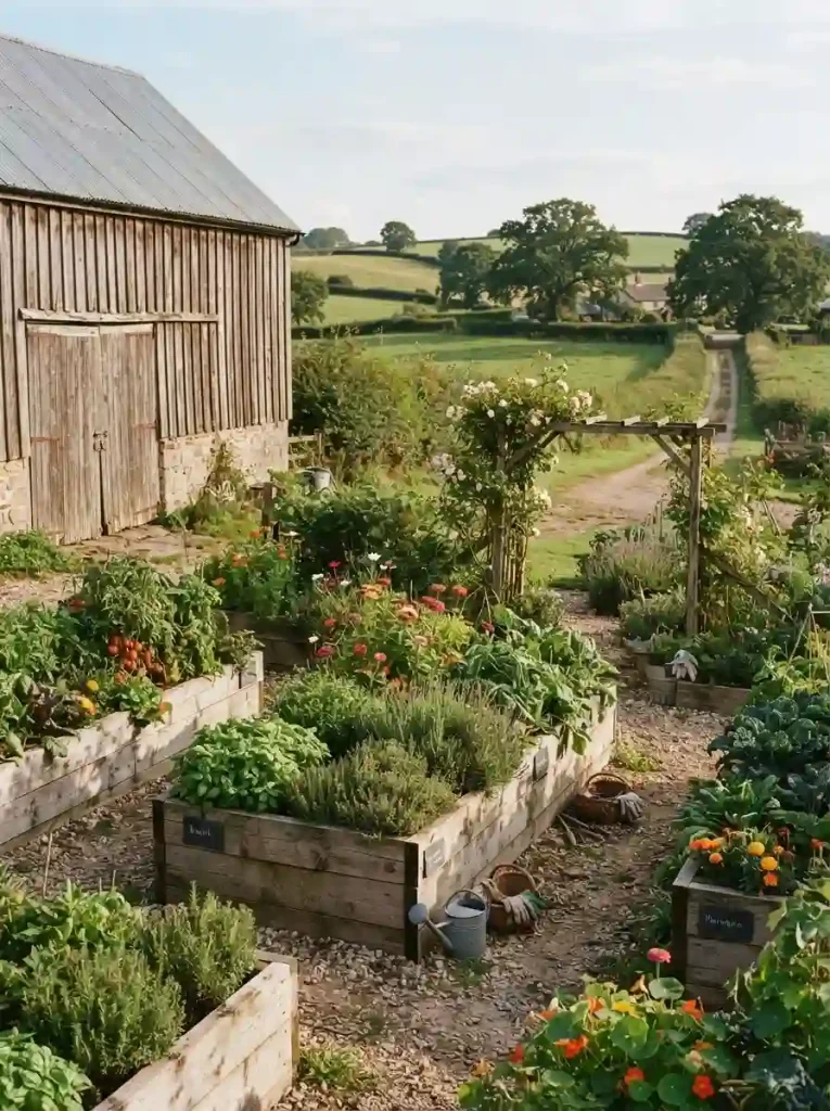 9. Design a Rustic Garden With Raised Wooden Beds