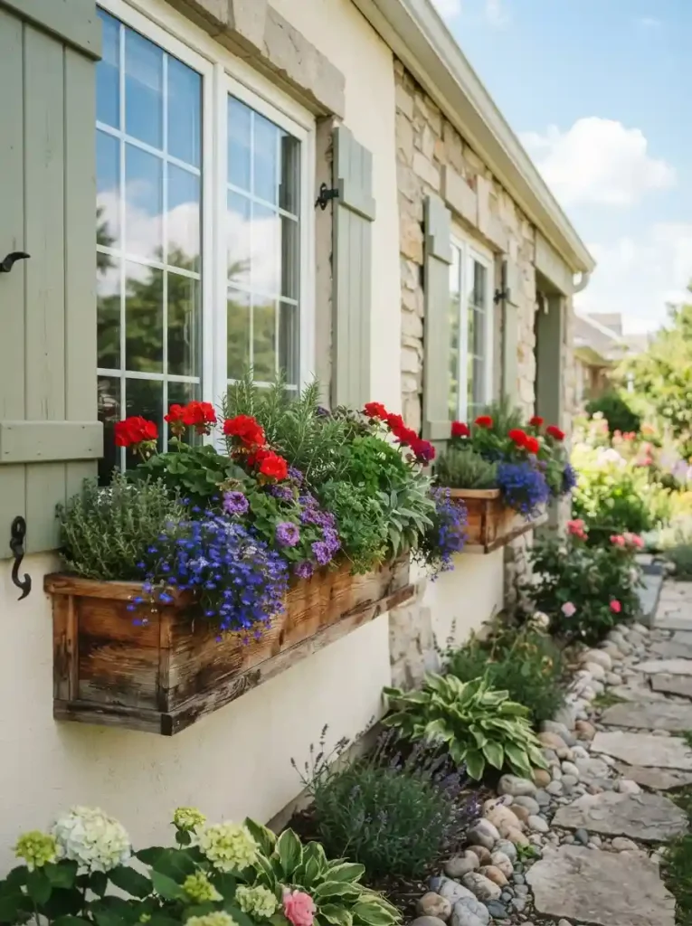 9. Dress Up Windows with Flower Boxes