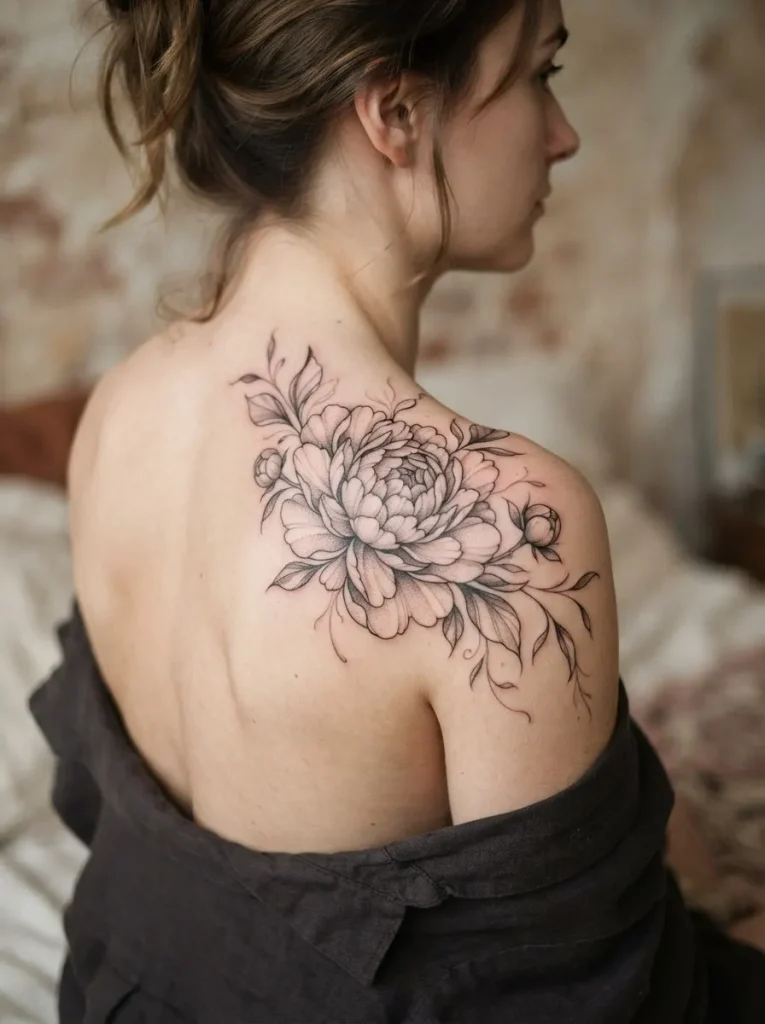 9. Elegant Peony Tattoo